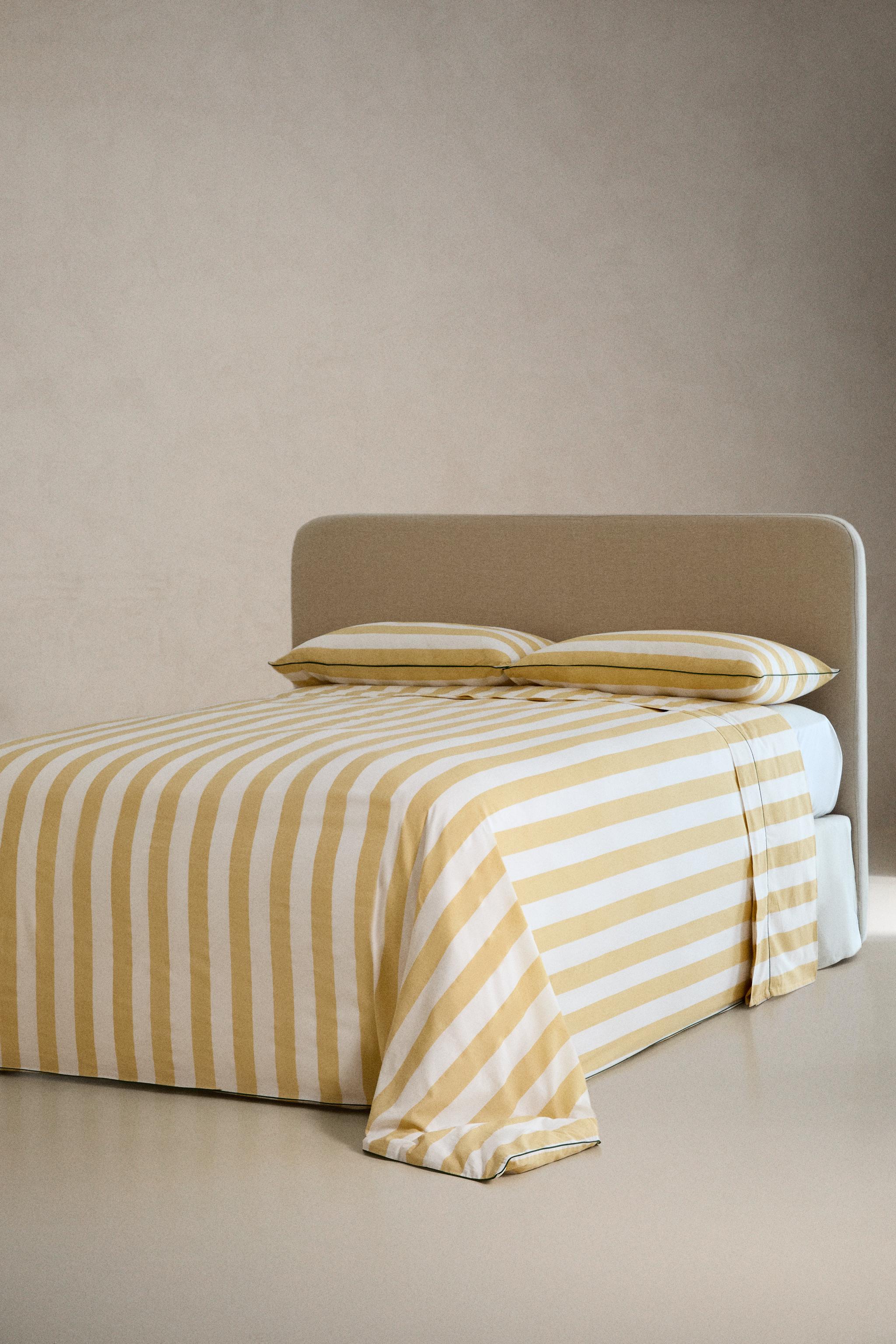 DRAP DE DESSUS COTON DÉLAVÉ RAYURES